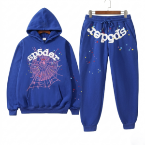 Blue Classic Flame Logo Sp5der Tracksuit