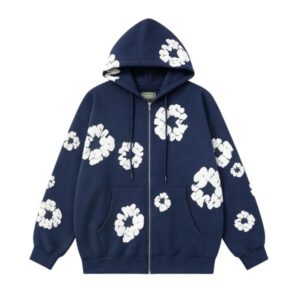 Denim Tears Cotton Wreath Zip Hoodie Navy Blue